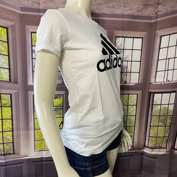 NWT Adidas Women Basic Bos tee White T-shirt XS - Picture 2 of 9